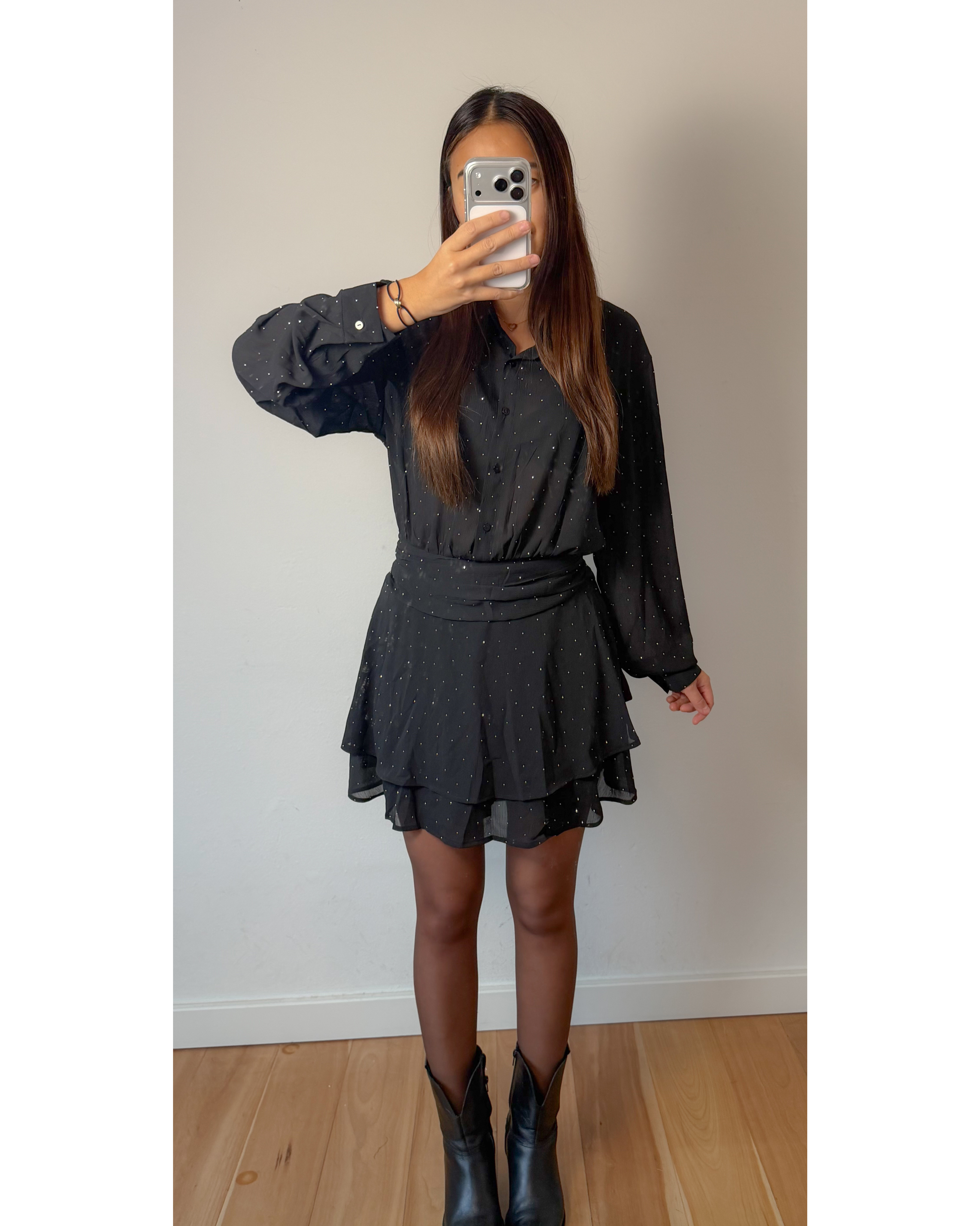 Toor parel zwart jurkje