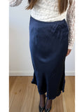 Toor satijnlook rok blauw