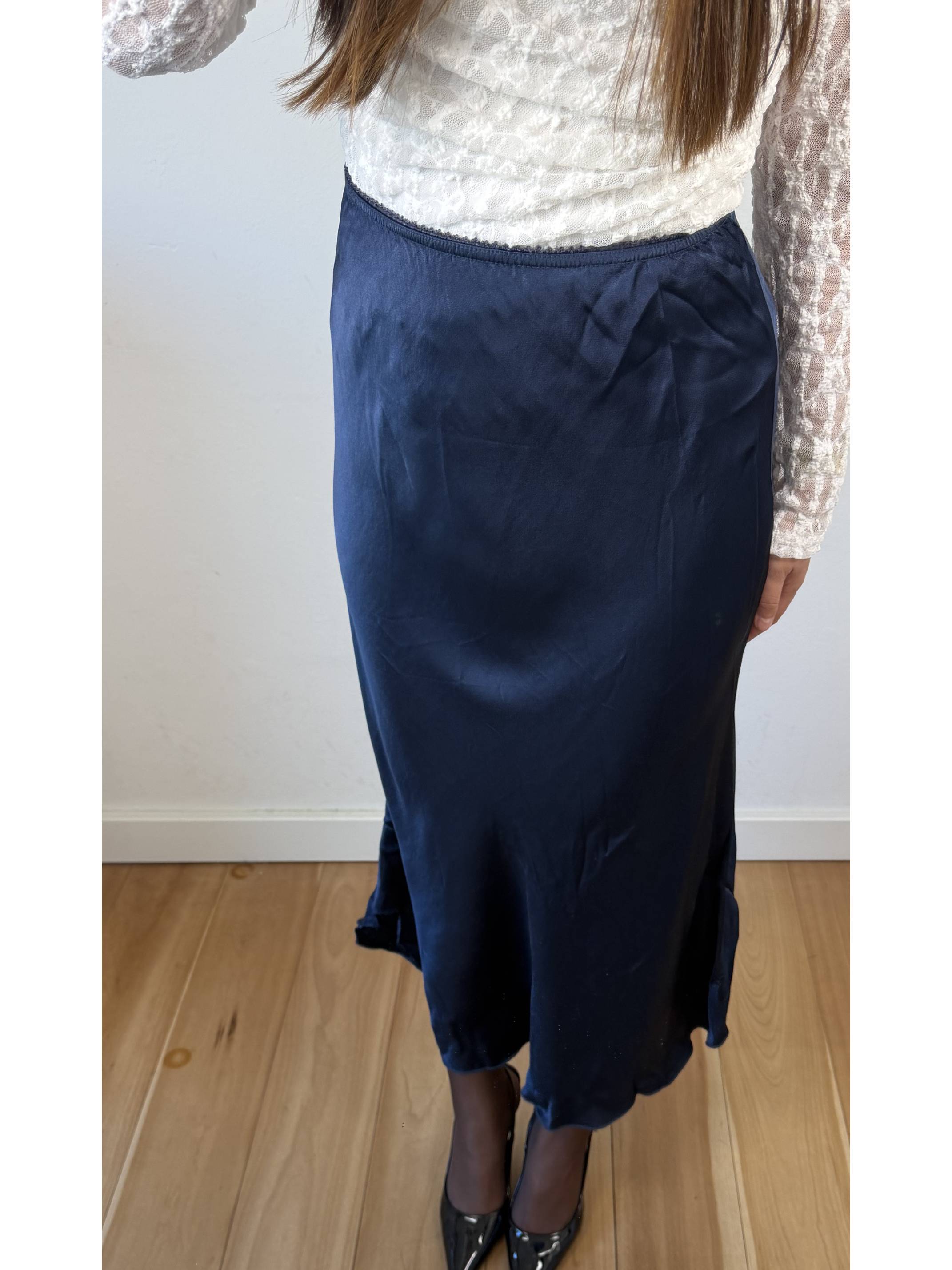 Toor satijnlook rok blauw
