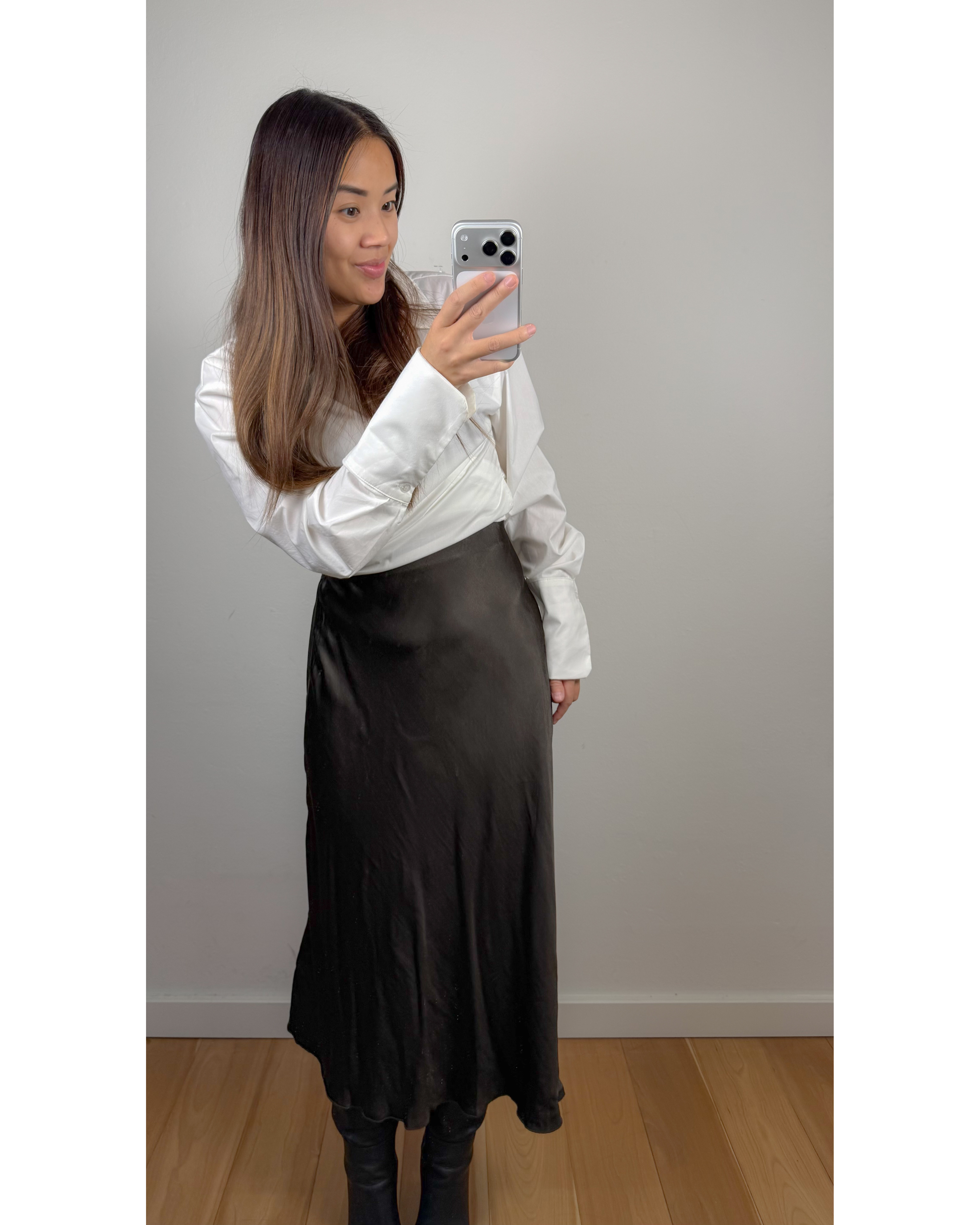 Toor satijnlook rok bruin