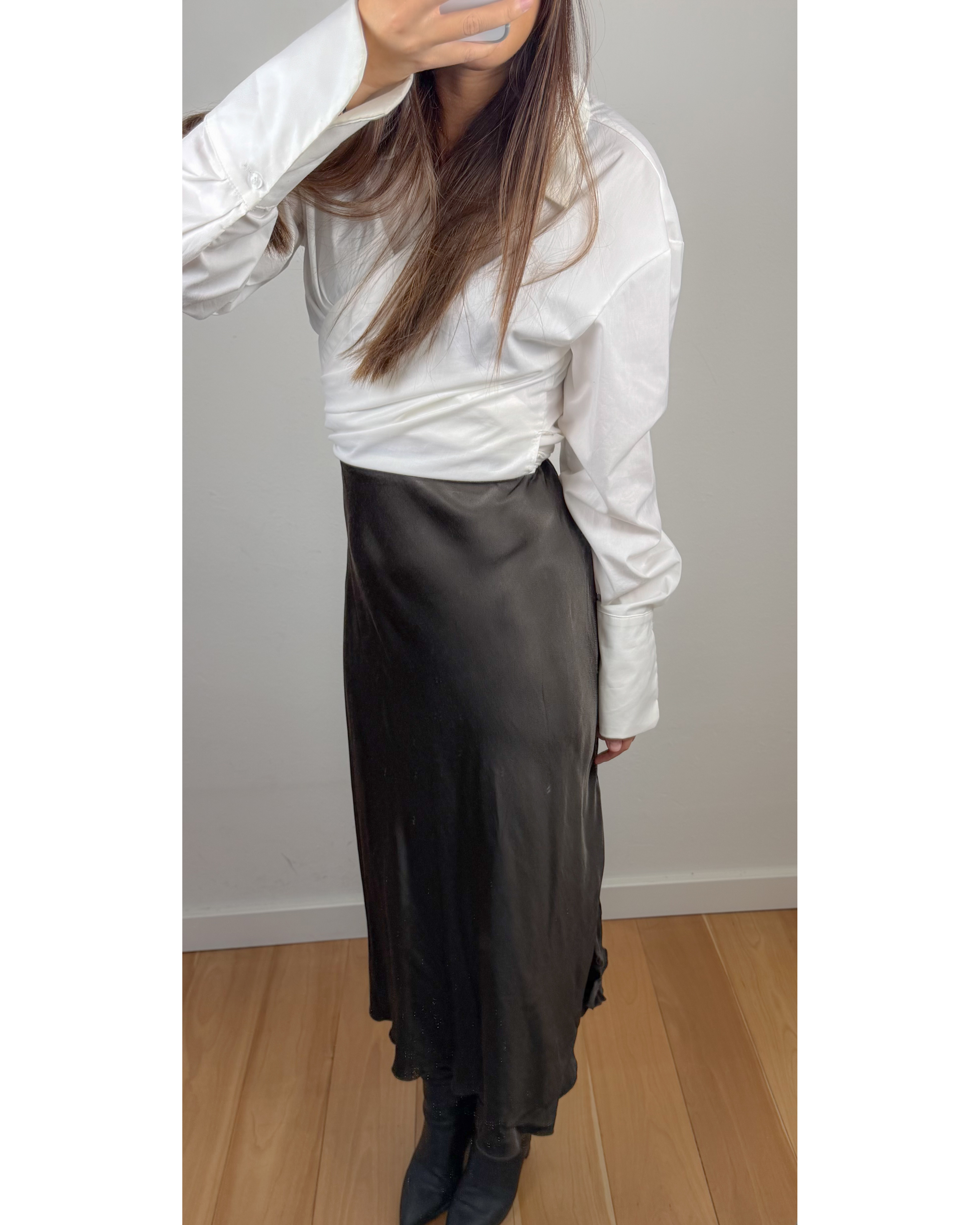 Toor satijnlook rok bruin