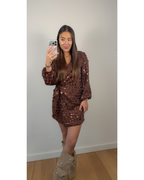 Toor donkerbruin pailletten jurkje